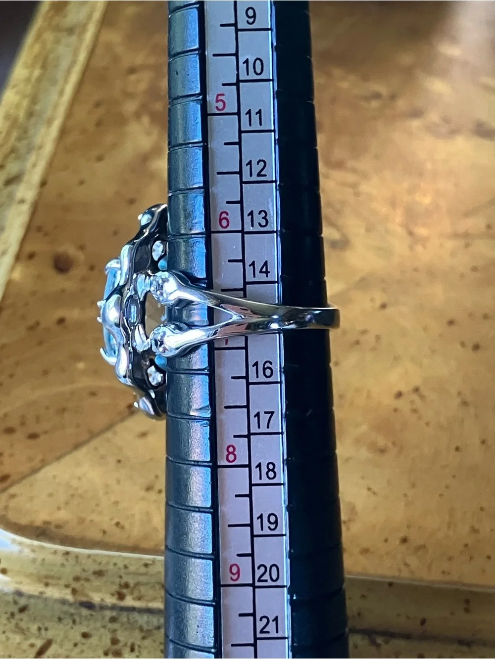 Brazilian Blue Topaz Sterling Silver Cocktail Ring Size 6.75